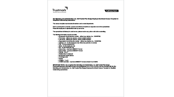 Employee Enrollment Census Template 